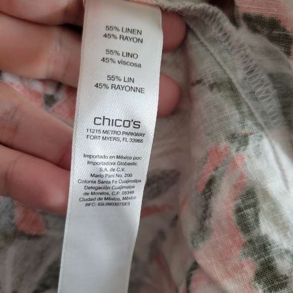 Chico's Women's Open Floral Linen Blend Cardigan Long Sleeve Multicolor Size 2 - Picture 3 of 4